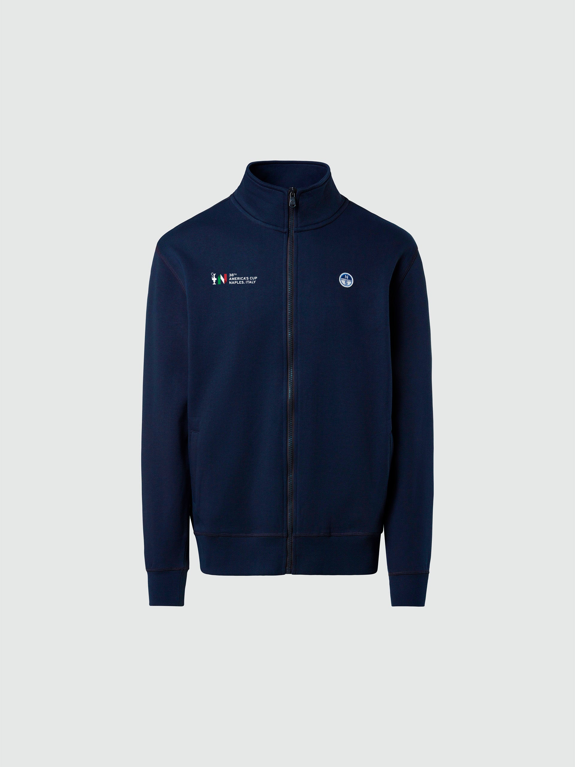 Felpa Full Zip con Logo Collezione North Sails AC38 , Blu Navy