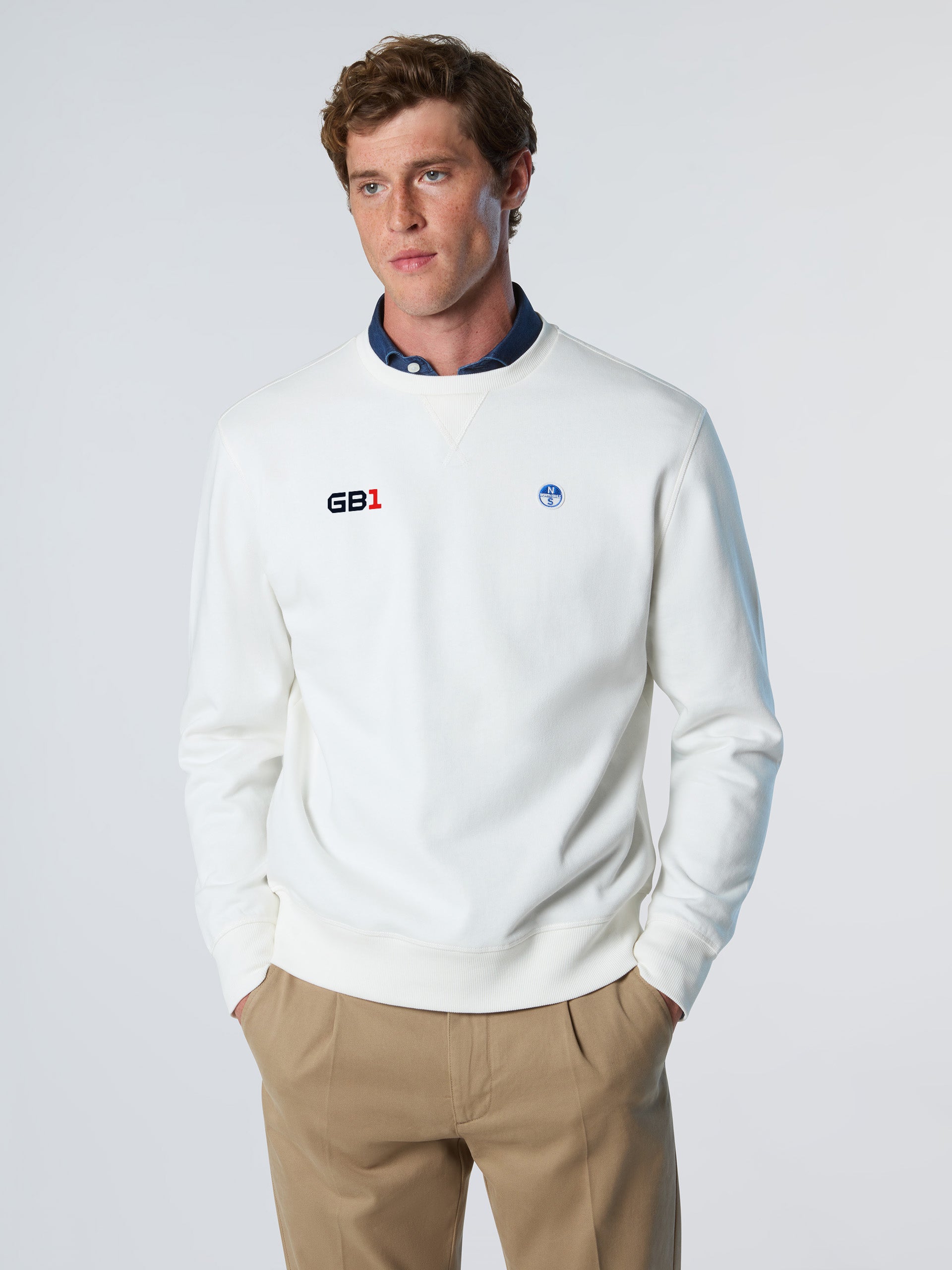 Maglia Girocollo con Logo North Sails GB1, Marshmallow