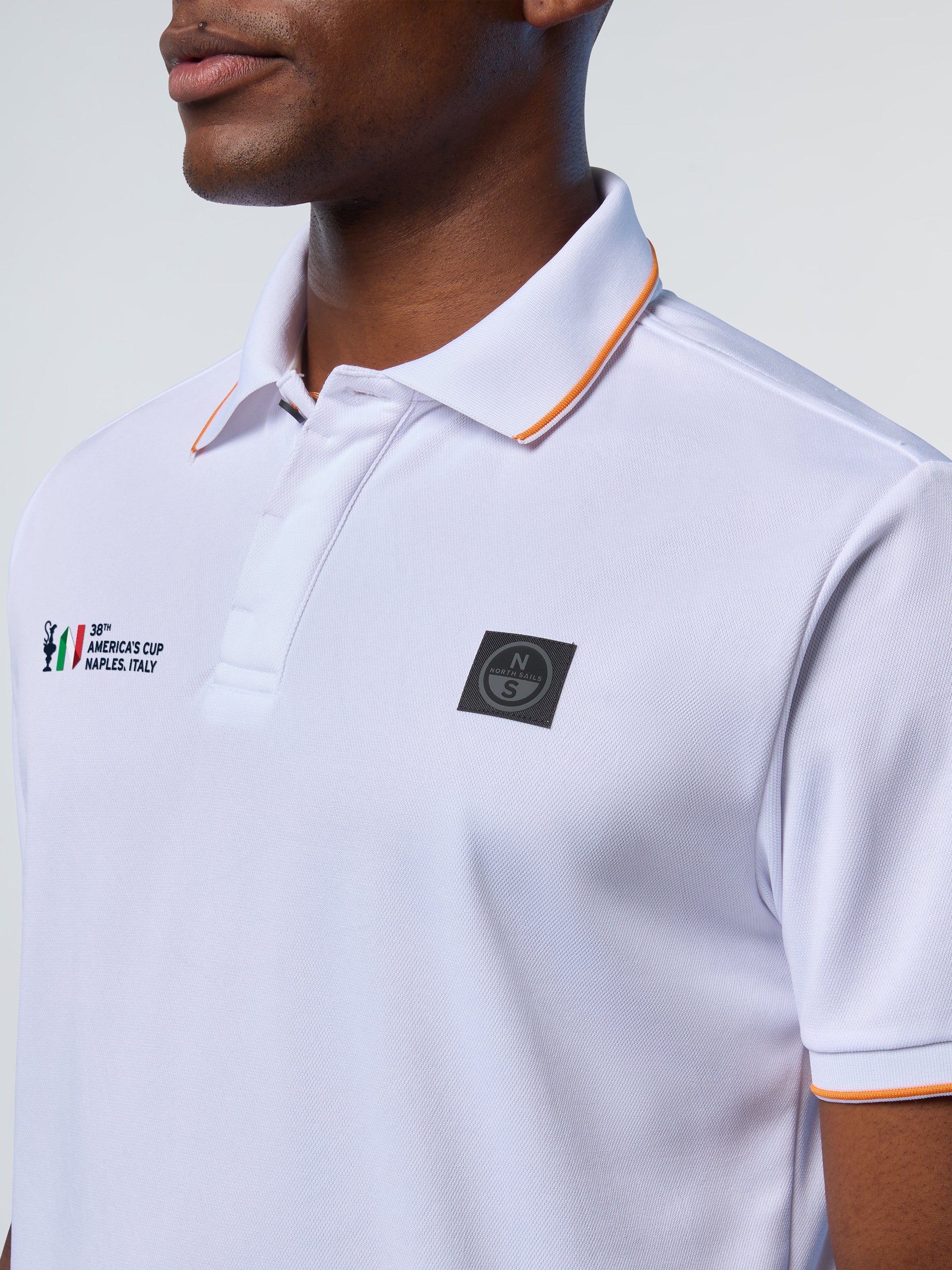 Polo a Maniche Corte con Logo Collezione North Sails AC38, Bianca
