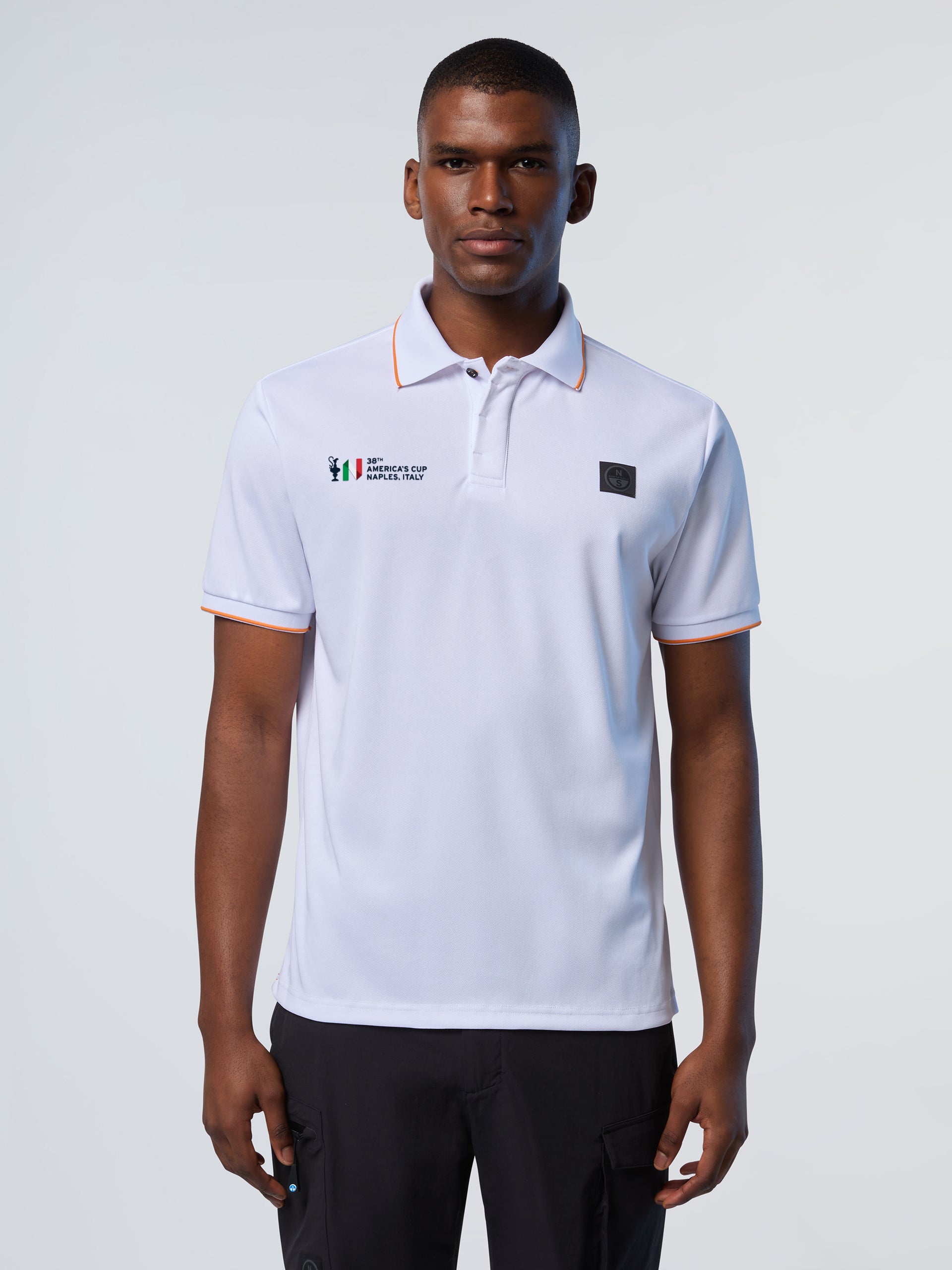 Polo a Maniche Corte con Logo Collezione North Sails AC38, Bianca