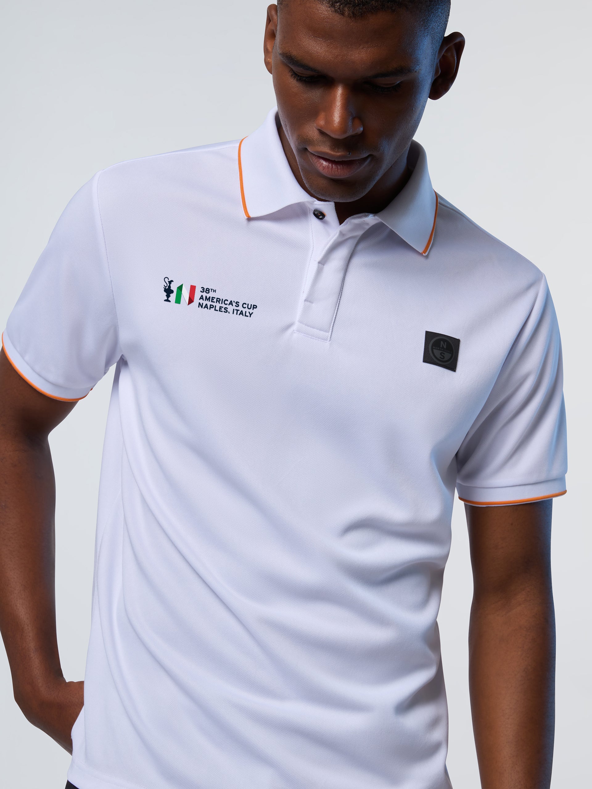 Polo a Maniche Corte con Logo Collezione North Sails AC38, Bianca