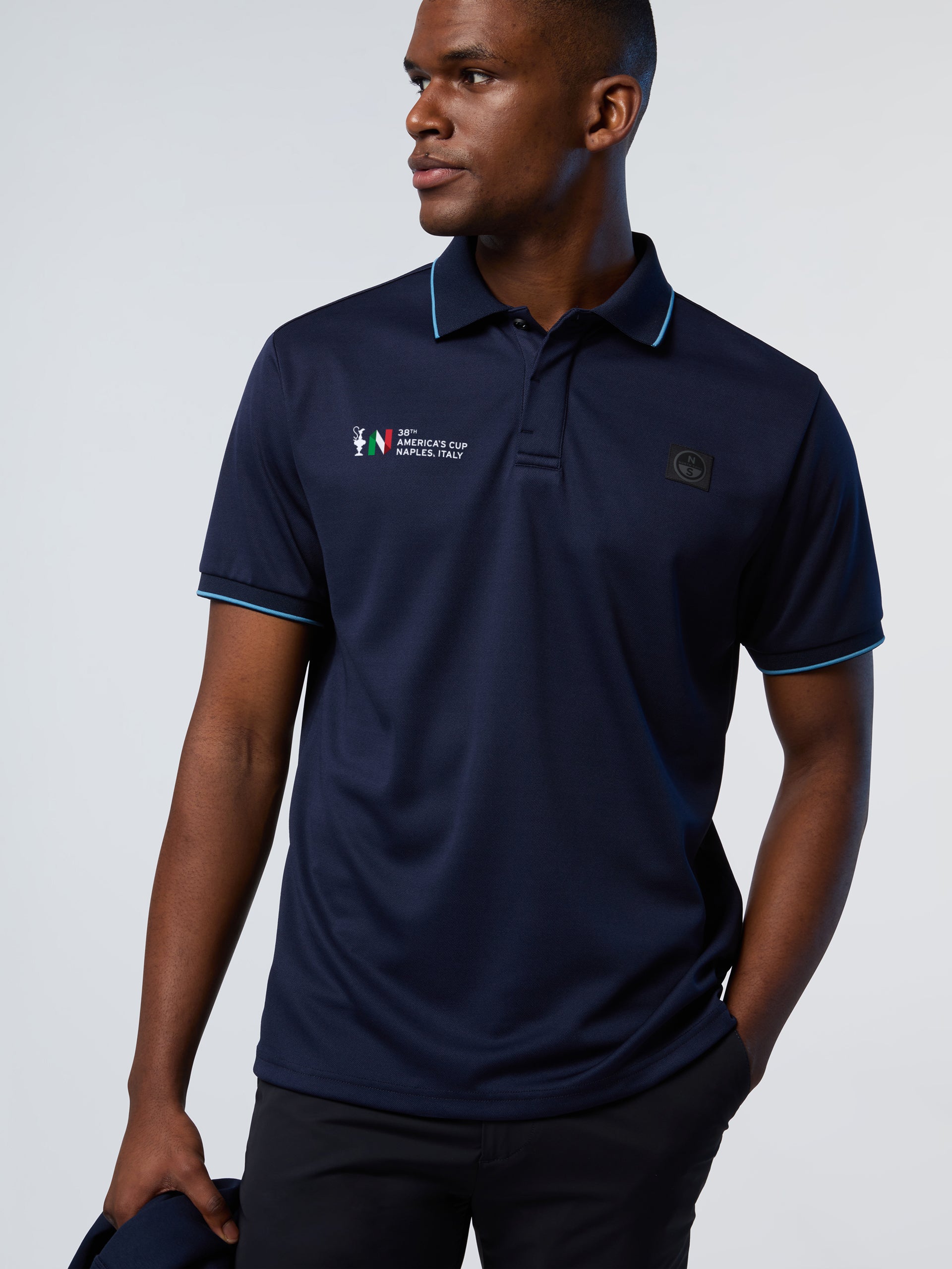 Polo a Maniche Corte con Logo Collezione North Sails AC38 - Navy Blue