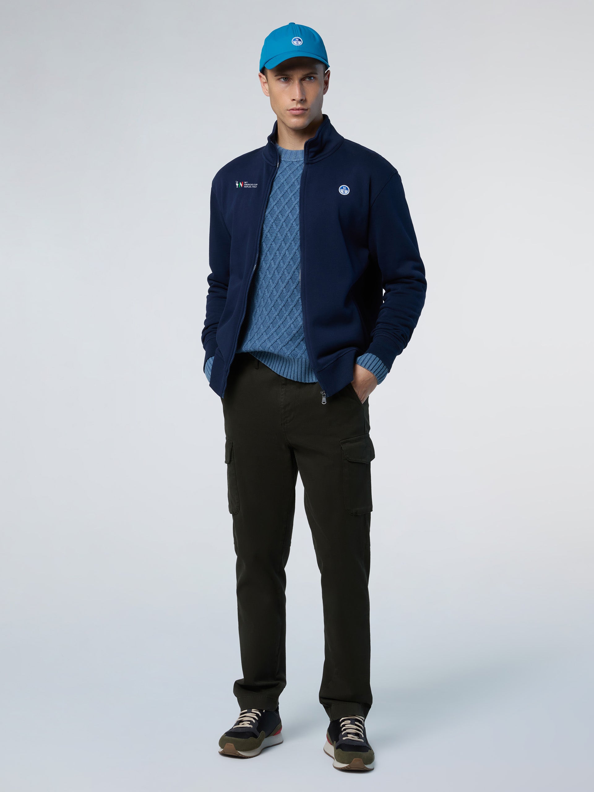 Full Zip Sweatshirt W/Logo North Sails AC38 Collection Navy Blue
