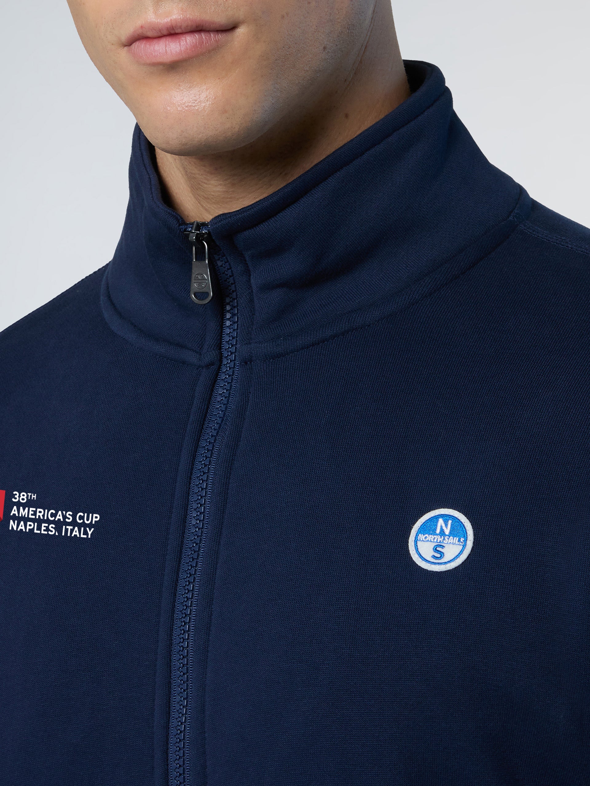 Felpa Full Zip con Logo Collezione North Sails AC38 , Blu Navy