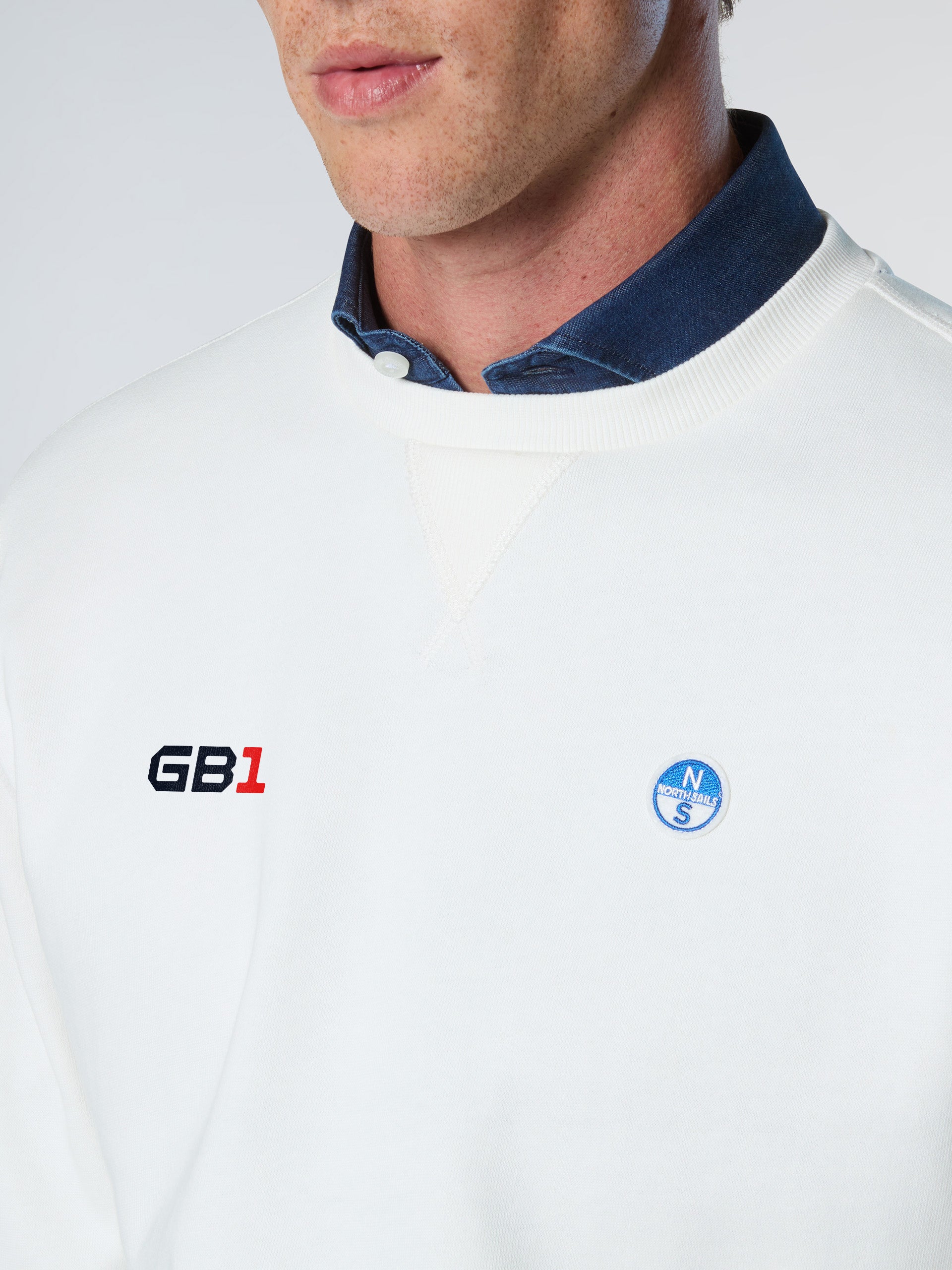 Maglia Girocollo con Logo North Sails GB1, Marshmallow