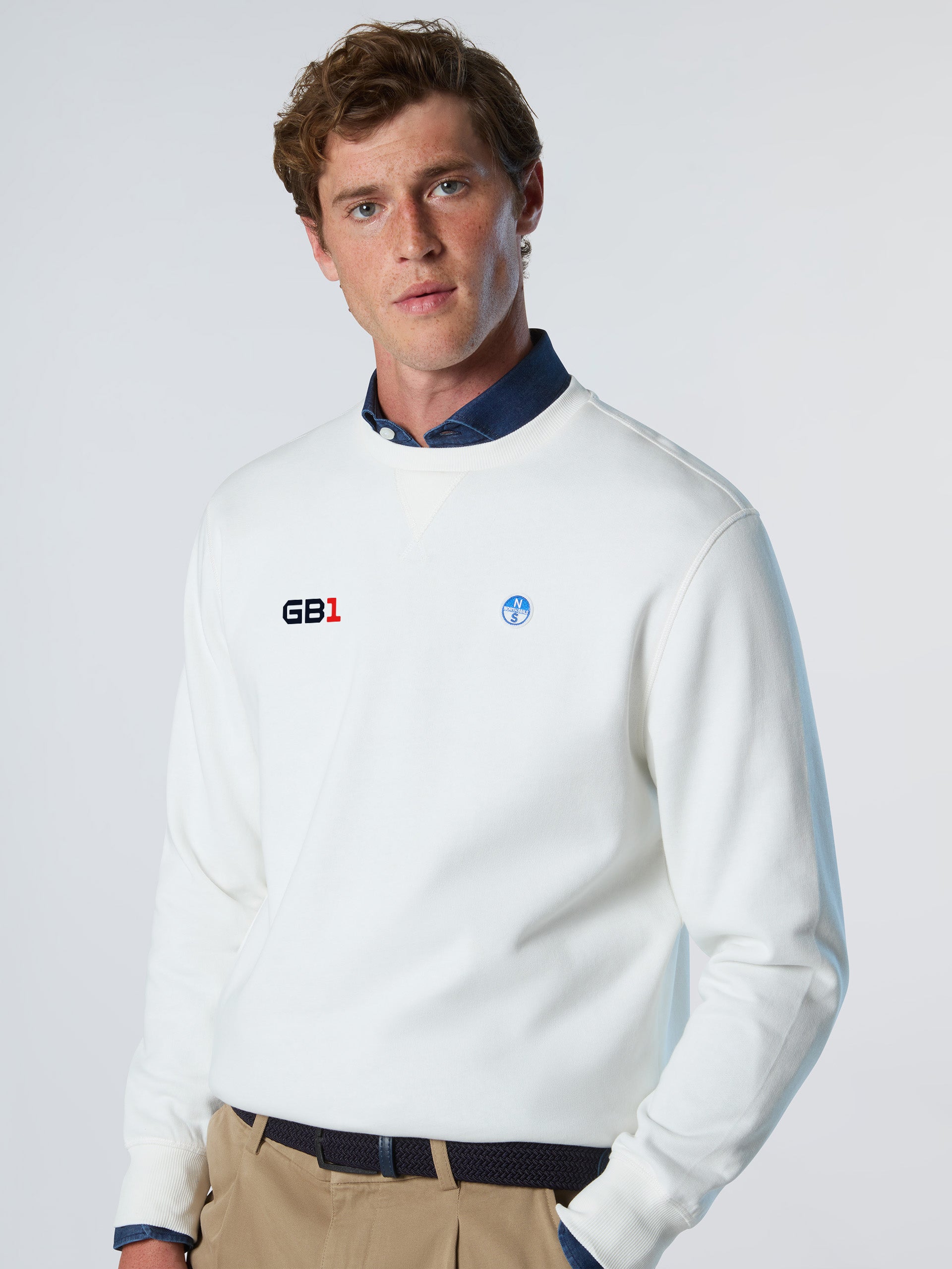 Maglia Girocollo con Logo North Sails GB1, Marshmallow