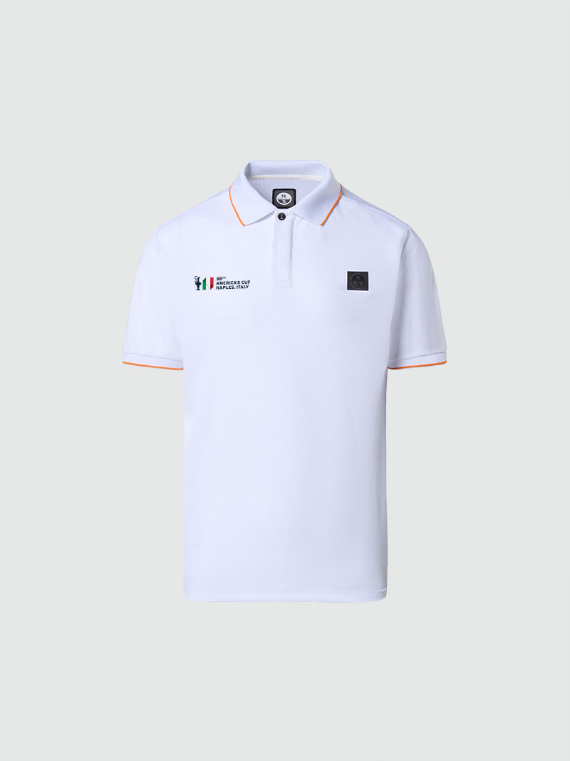 Polo a Maniche Corte con Logo Collezione North Sails AC38, Bianca