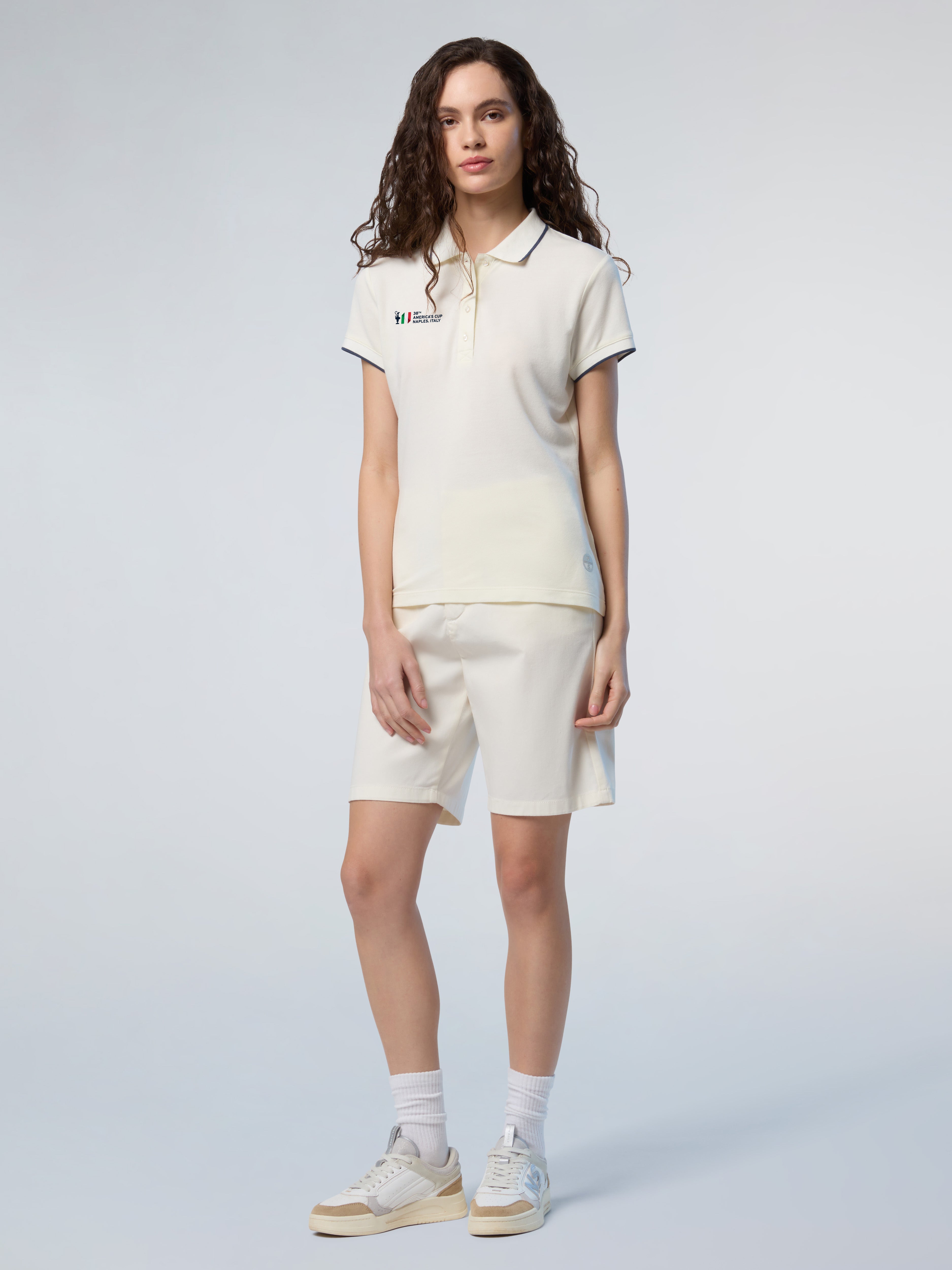North Sails AC38 Collection Polo with logo, Women, Marshmallow