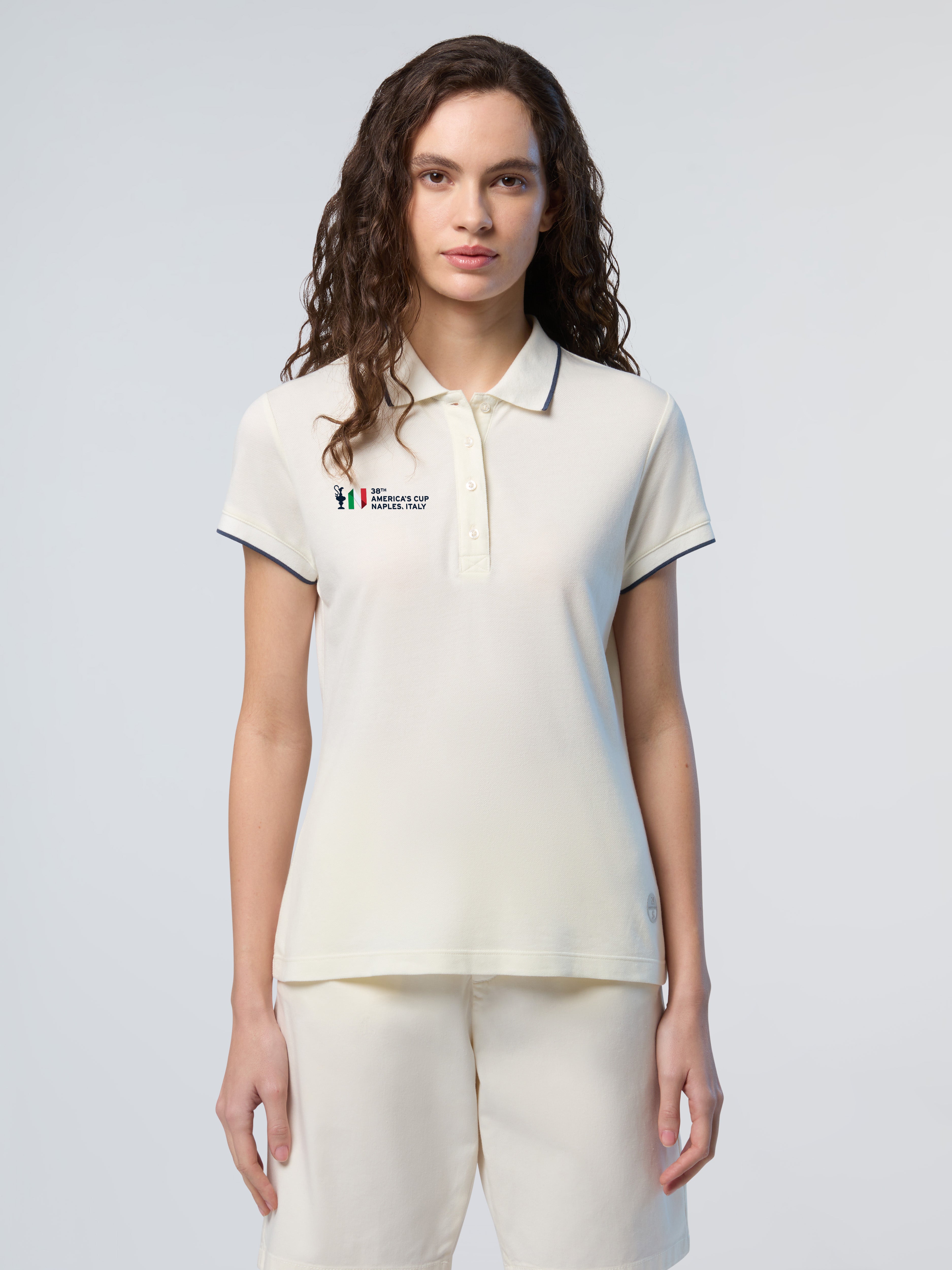 Polo North Sails AC38 Collection con logo, Donna, Marshmallow