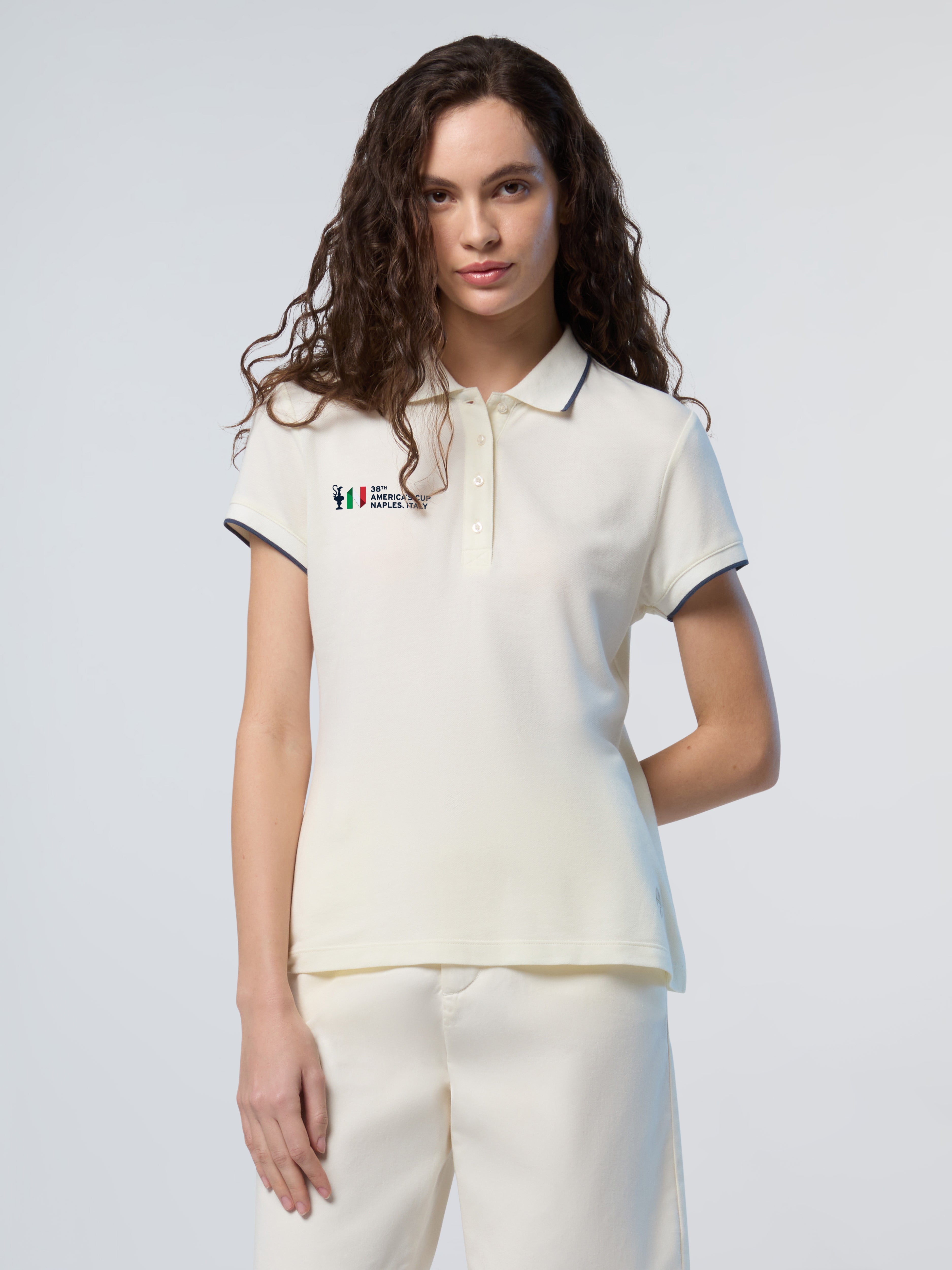 Polo North Sails AC38 Collection con logo, Donna, Marshmallow